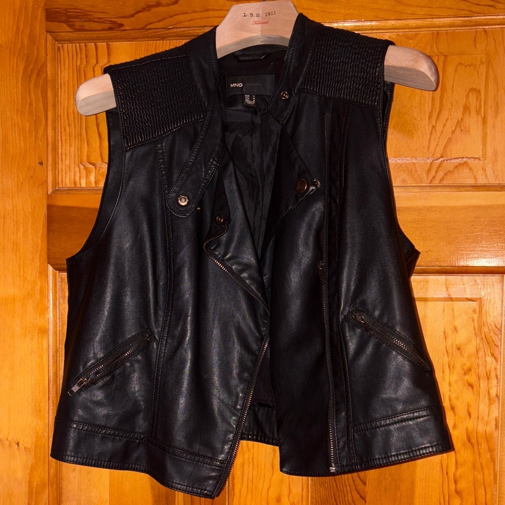 Mango Black Leather Vest
